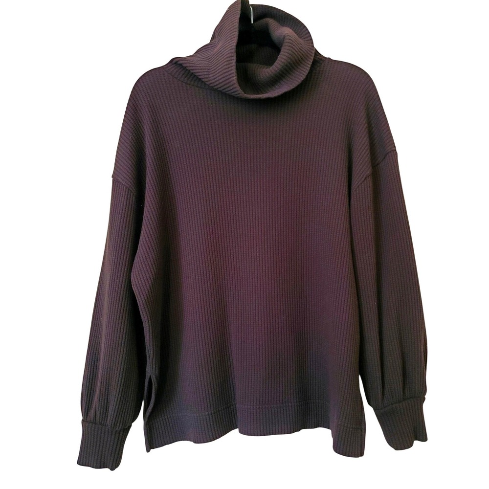 Gap Split-Hem Waffle Turtleneck Pullover Small Bl… - image 2